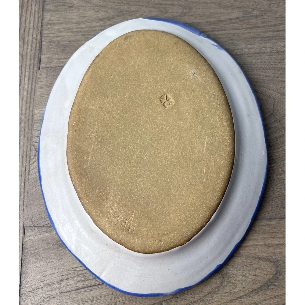 Stephen Kilborn Pottery CACTUS DOTS Large Oval Platter Tray ~10